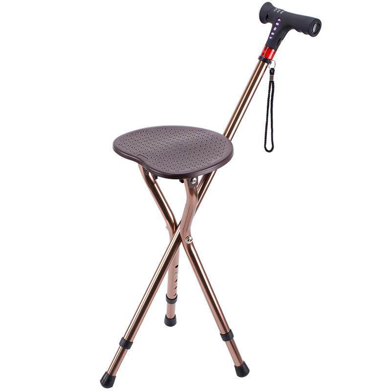 铝合金柺杖凳子老人三脚助行器多功能可折叠椅手杖凳铝合金材质