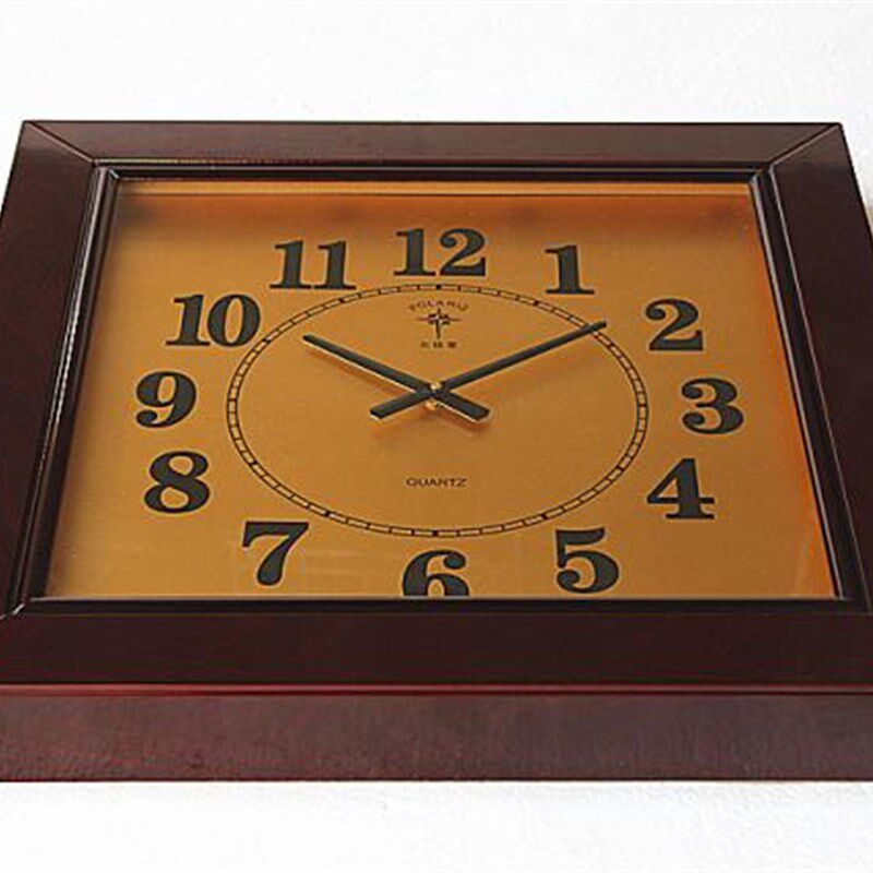 北极星木制客厅方形特大挂钟大气简约长方形石英钟办公时钟表壁钟