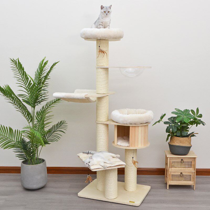 catry凯瑞猫爬架多猫家庭猫窝大型豪华实木猫窝一体猫别墅太空舱