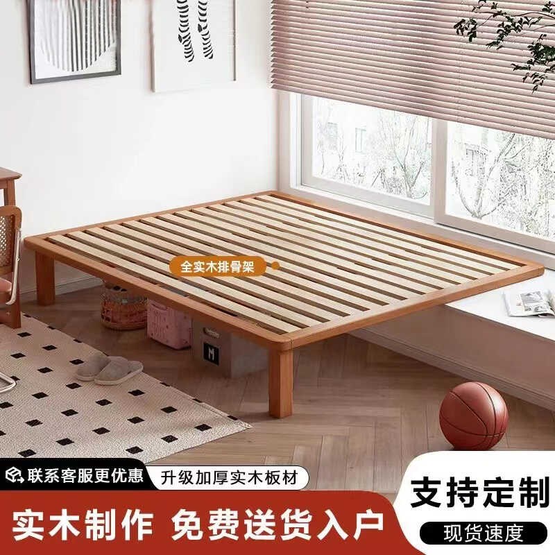 省空间日式全木飘窗无床头榻榻米床小户型定制拼接窗台延伸衔接床