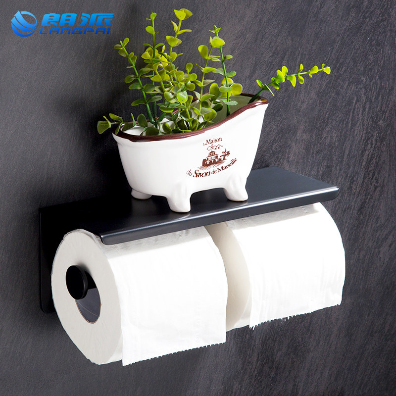 德系免打孔304不锈钢纸巾架卫生间酒店厕所浴室手纸卷纸架手机架