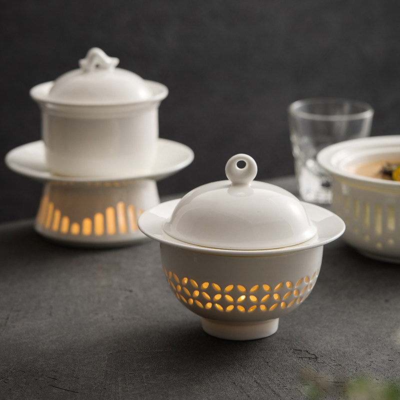 造器家用带盖陶瓷蒸蛋碗蒸鸡蛋羹专用碗高级感轻奢燕窝瓦罐汤炖盅