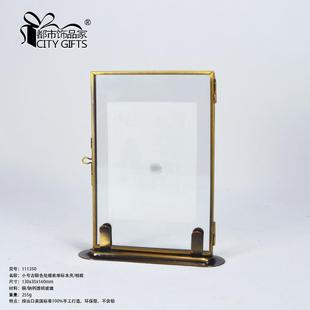 铜欧式玻璃框干花标本玻璃夹11150带古色相底座欧桌面摆台亚马逊