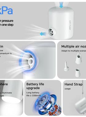 款迷你充气泵无新线户外MBF充气泵打气筒带照空明真功能帐篷照明