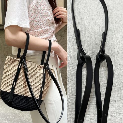 水桶包两用包带斜背手挽DIY手工材料钩针编织PU皮革长肩带配件