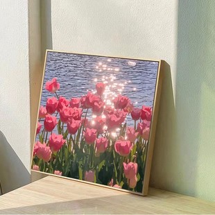 花卉钻石画2023新款 满钻餐厅点贴砖十字绣手工5diy钻石贴画郁金香