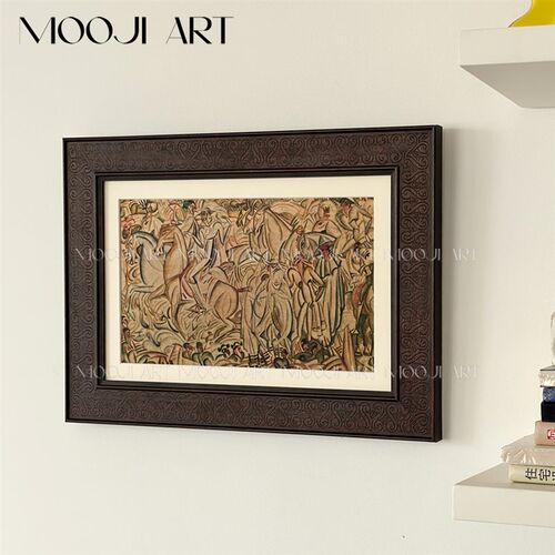 木吉 中古艺术客厅复古玄关卧室高级感进口实木装饰画