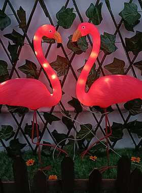 跨境大号太阳能火烈鸟户外庭院装饰草坪灯LED仿真动物灯装饰灯