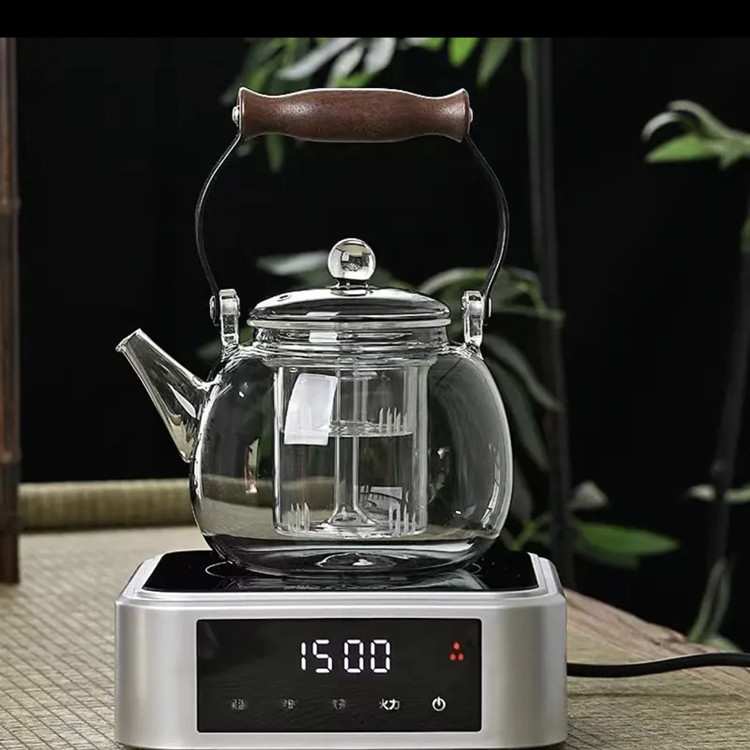 玻璃茶壶高硼硅透明玻璃竹把提梁壶家用可电陶炉直接加热花草茶壶