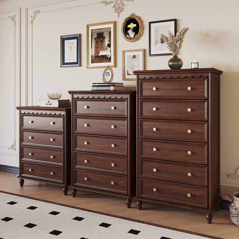 实木五斗柜法式北美复古卧室客厅储物柜抽屉式六斗柜斗橱收纳柜子