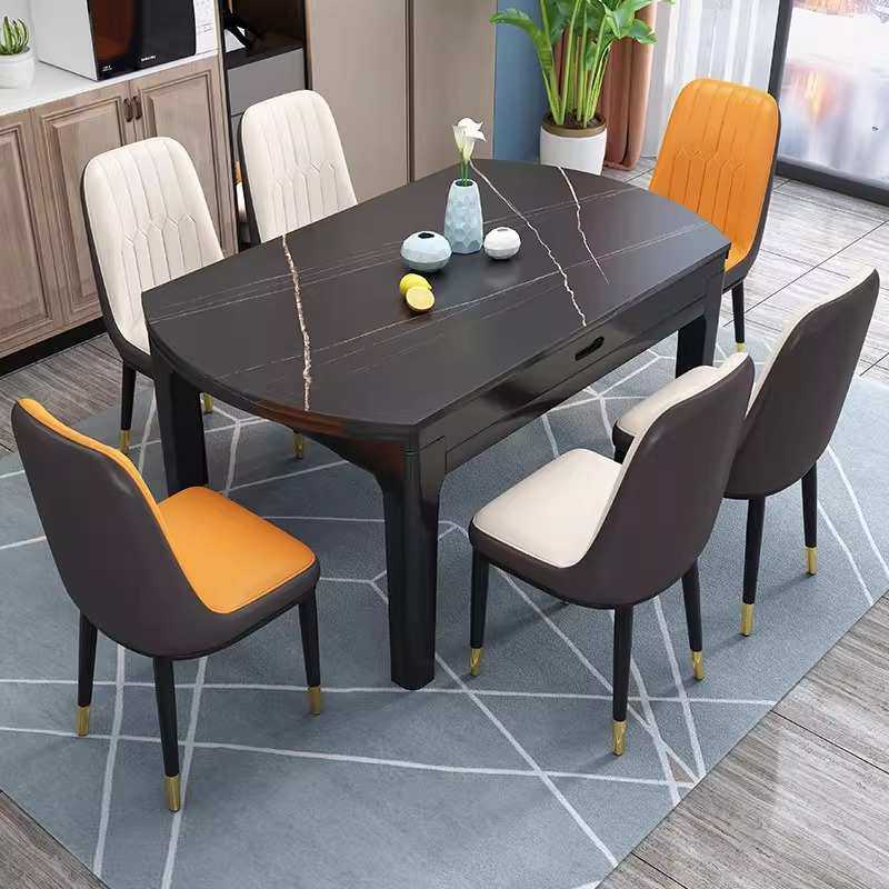 实木岩板餐桌椅组合伸缩折叠现代简约轻奢家用小户型饭桌可变圆桌,3C数码配件,USB灯,淘宝优惠券,粉丝福利购,淘宝优惠卷