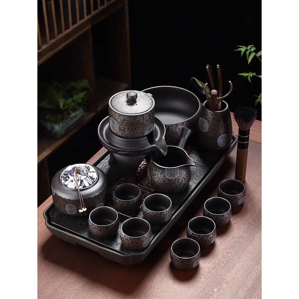 茶具套装2026新款 茶具用品紫砂茶盘客厅办公旋转茶壶整套