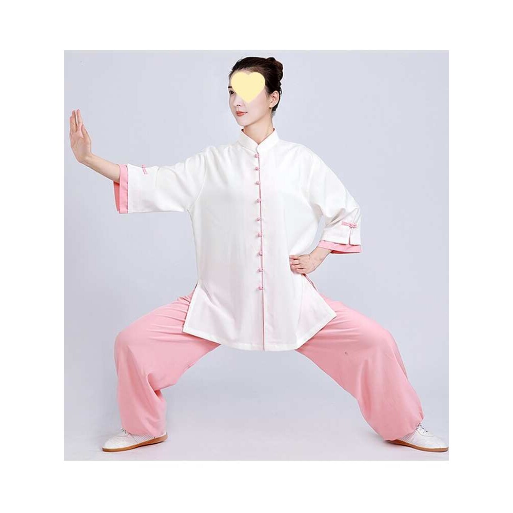 小和山太极服女新款洋气棉麻亚麻太极拳练功服短袖服装夏季薄