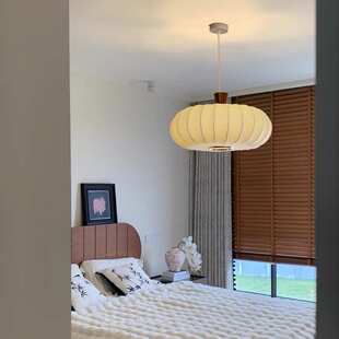 灯蚕丝法式中古vintage卧室南瓜灯奶油风书房餐厅南洋复古实木吊