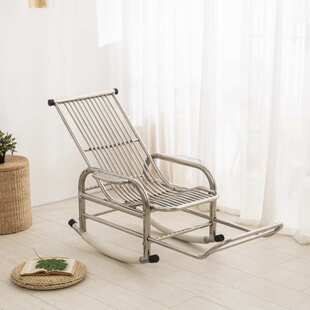 家用不锈钢摇摇椅夏天乘凉午休成人睡椅室外不倒懒人逍遥老躺椅子