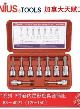 Genius天赋工具1/2″12.5mm系列9件套内星形旋具套筒组BS-409T