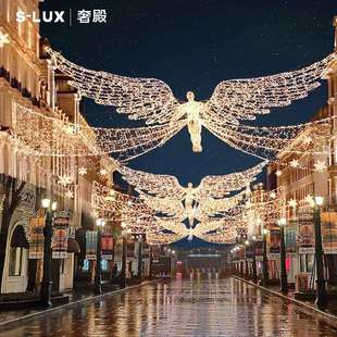 天使翅膀造型跨街灯户外过街道商场步行街创意节日装饰景观亮化灯
