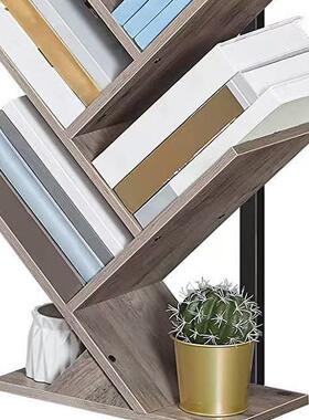 铁木结合层树形书客240814架落物地式储多架家居厅书籍收纳整理架