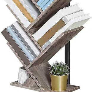 铁木结合层树形书客240814架落物地式储多架家居厅书籍收纳整理架