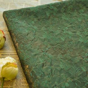 复浮光花朵浮雕提花布料古新式马甲重工礼服色中织装饰绿箱JY-A2-