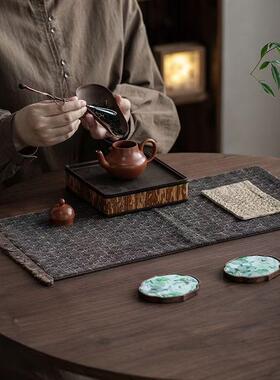 宜室茶话香纱拼接茶席复古中式云意泡席茶垫桌xys-szec旗布禅艺茶