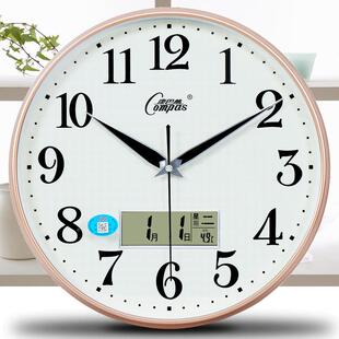 ZM6H钟子简约挂钟客厅卧室办公F75TH8H8?电挂墙表扫秒静音日历时