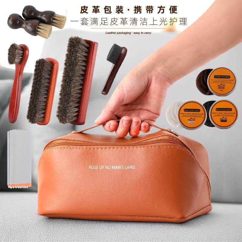 鞋刷棕色包10软刷马毛毛刷鞋擦亮无色皮鞋油鞋刷一不伤油鞋皮鞋刷