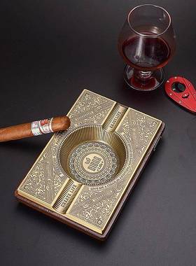 季风雪茄烟灰印烟加397实木金属大缸口径烟槽灭器F-J2002