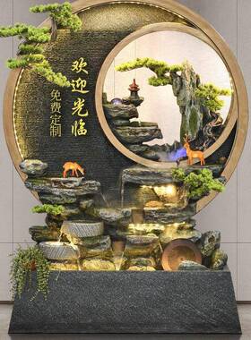 水中幕墙流水屏阳台新风式别墅鱼池布置水TM667519景景喷泉假山室