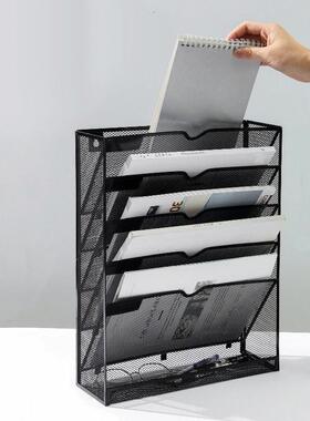 金属文料件架五层壁式B175文件架挂墙式书架a4资架铁艺桌层面多黑