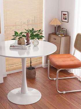 小圆桌现代白色简约北欧圆桌家用阳台卧室床边茶几租房郁金香餐桌