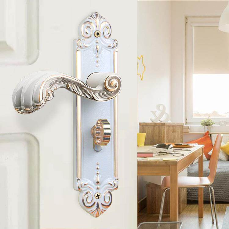 亚欧式静音锁象牙白室内门基锁锌合金实木门锁卧门门锁执JY007室