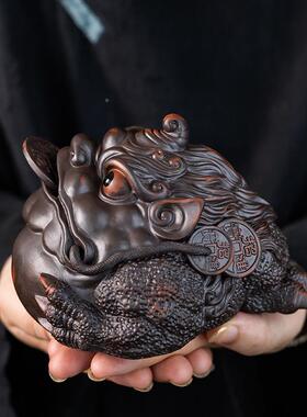 紫陶手工大号金蟾茶貔宠摆件两用貅招财VCY金茶桌装进财蟾灵兽饰