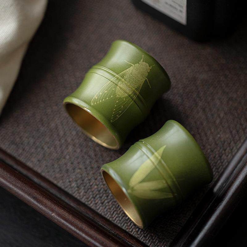 宜室话复古黄壶铜盖置手工紫砂盖碗盖子托茶茶玩摆件功配夫茶9947