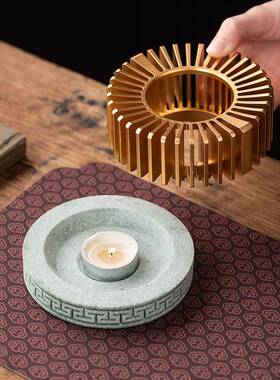 中式暖茶果炉21072温茶壶青砂石底温座茶器花蜡烛加热水茶保温炉