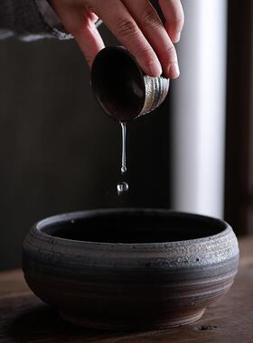 号螺纹茶洗杯水盂建水茶桶手48695工粗陶洗建水陶瓷渣功夫茶具配