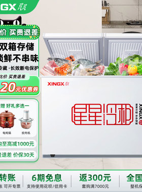 星星冰柜双温双箱蝴蝶家用商用冷柜280HE大容量冷冻冷藏节能305E