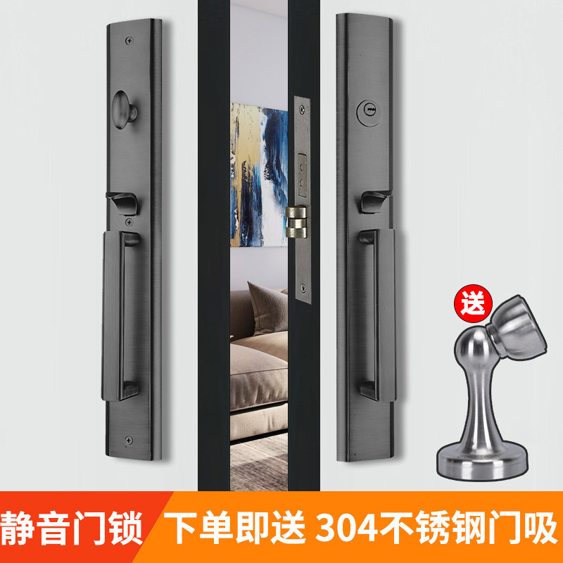 会议室门锁中式别墅入户大锁通用对开防盗机械锁实木门双开锁套装