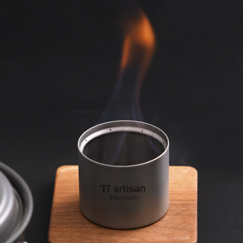 Tiartisan纯钛液体酒精炉煮茶器户外便携小火锅单人野餐便携炉具