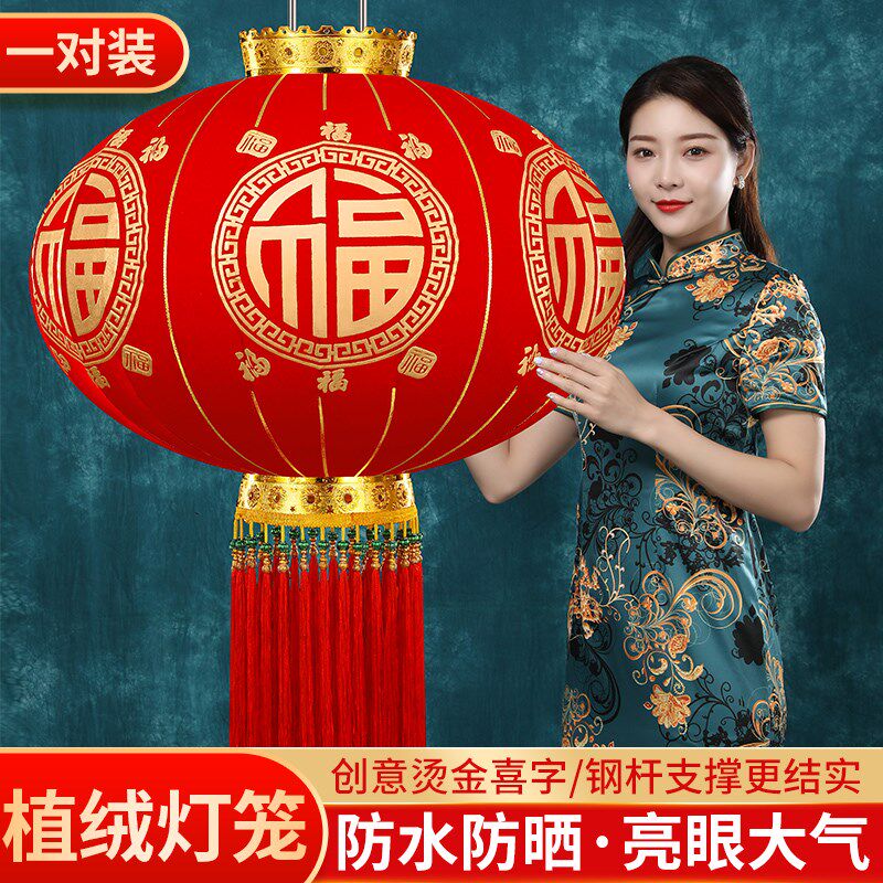 新春装饰大门口灯笼2024新款龙年红灯笼过年一对新年布置阳台挂饰