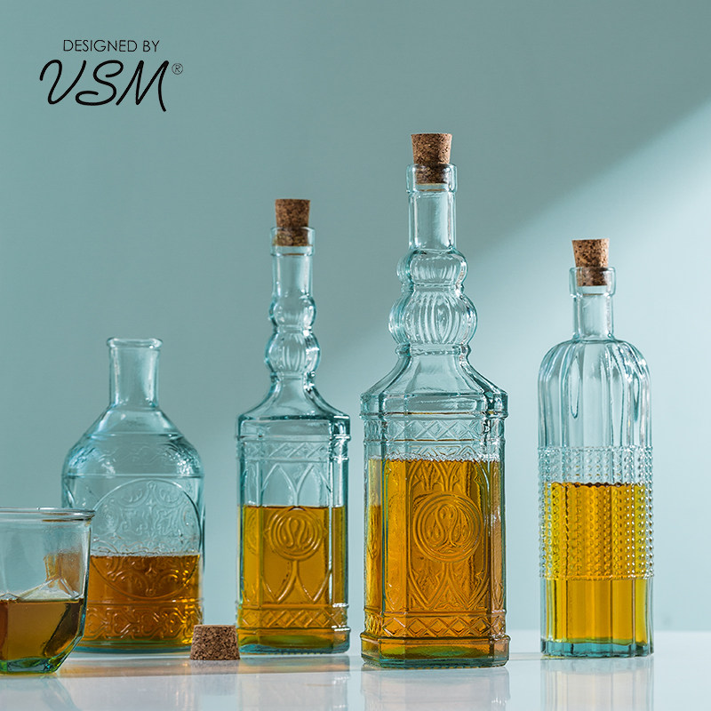 西班牙进口vsm酒壶玻璃果酒瓶子分装洋酒容器自酿家用透明空酒瓶