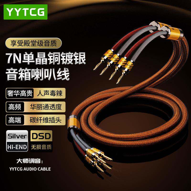 发烧级主音箱线喇叭线香蕉头Y插HIFI镀银专业音响功放音频连接线