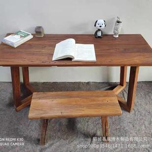 中式书法桌实木画案书画桌南榆木书桌仿古国学桌写字台原木办公