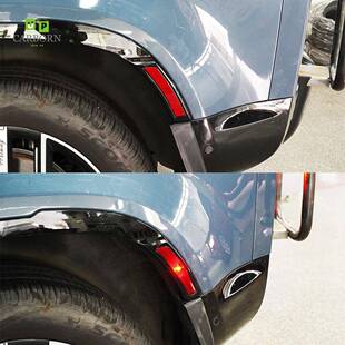 适用于20+路虎新卫士90带转向灯亮黑轮拱替换配件110升级带灯轮眉