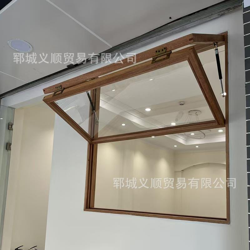 户外上下推拉木质窗户网红款折叠上翻实木窗商铺玻璃装饰木制窗