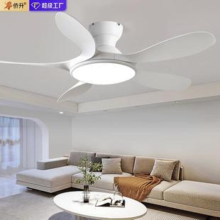 客厅风扇灯复古卧室餐厅主卧仿木叶吸顶灯电扇一体全光谱吊扇灯具