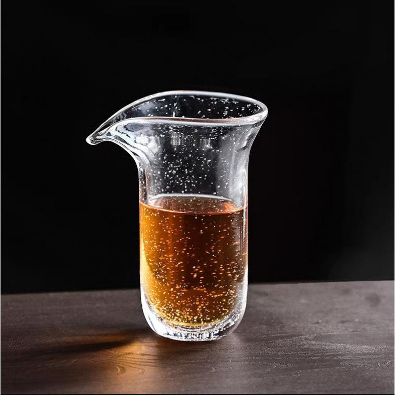 水晶玻璃手工气泡雨露公道杯高档单个分茶器加厚耐热无耳茶海茶具