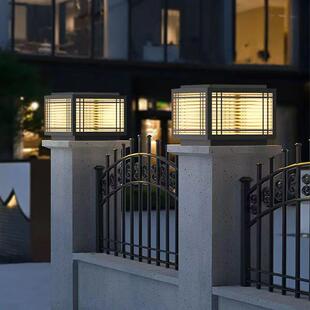 太阳能柱头简约户外庭院灯现代防水别墅大门围墙花园柱子门柱柱灯