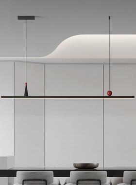 现代简约灰黑色铝材吊灯餐厅吧台办公室前台一字长条LED吊灯