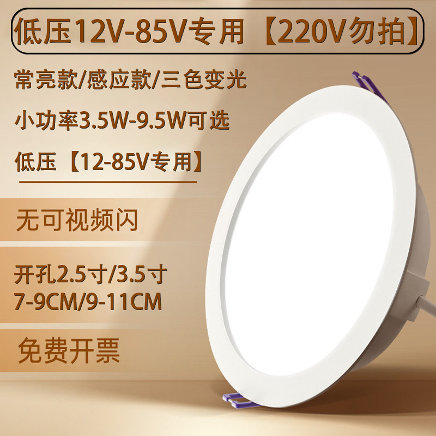 led低压筒灯嵌入式12V24V36V人体雷达感应智能交直流通用船电梯 - 实物图